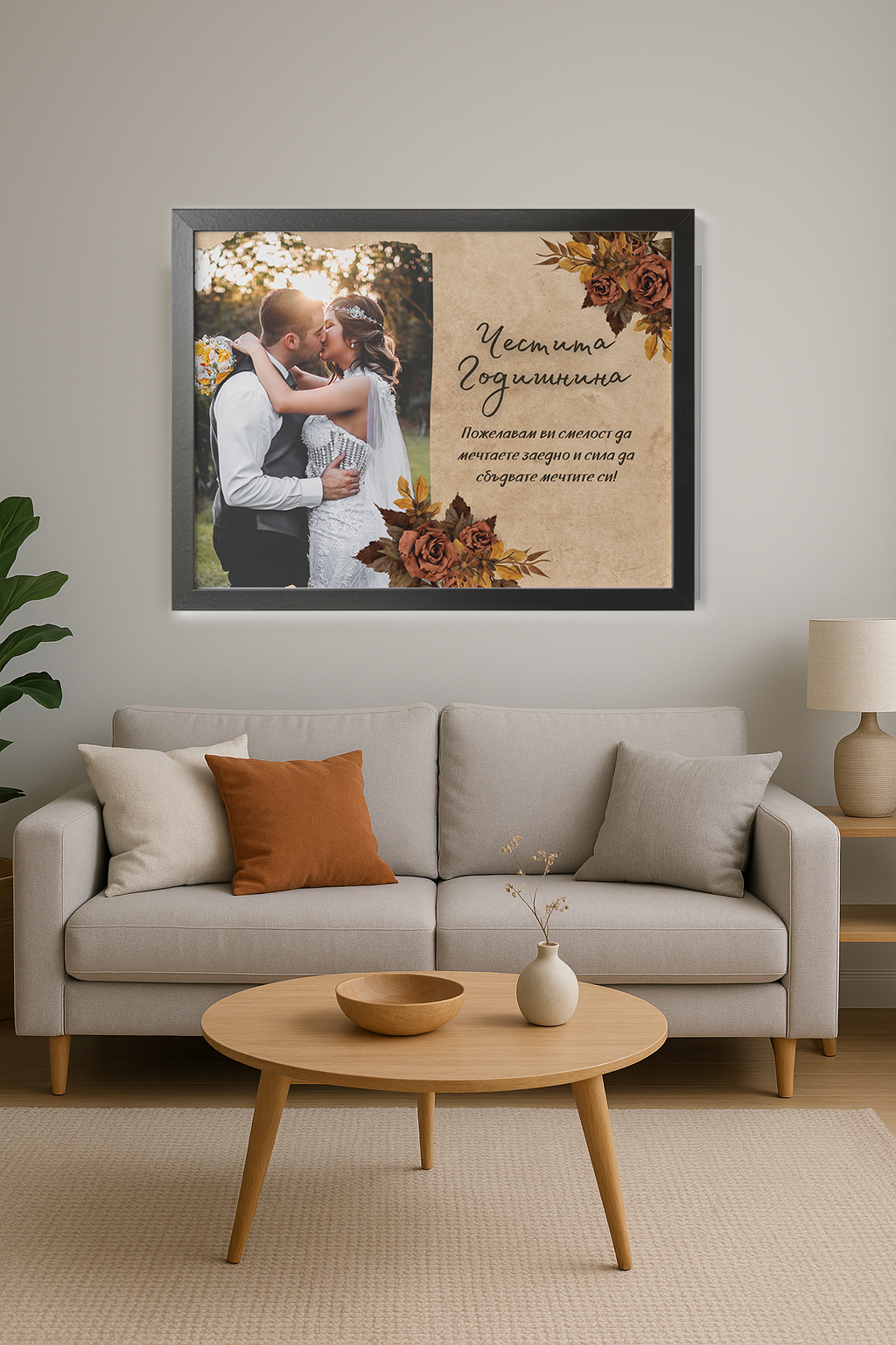 Персонализиран колаж със снимка – "Честита годишнина" с послание